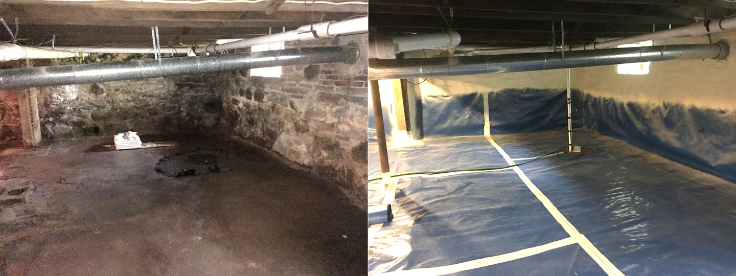 Crawl space liner project before and after